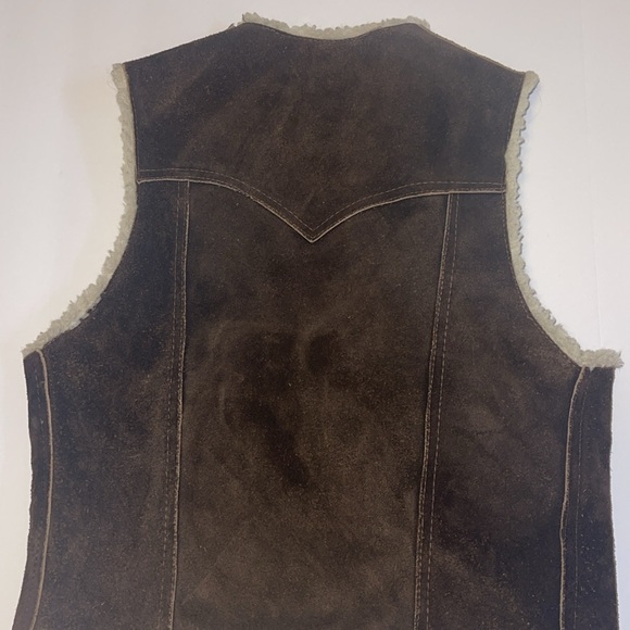 Handmade Boho Brown Suede Sherpa Vest - Women’s Size XS - Picture 6 of 11